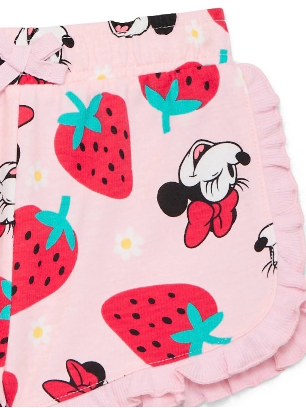 Disney  Minnie Mouse Pink & Strawberry Print Ruffle Shirt And Shorts 2 Piece - Picture 7 of 8